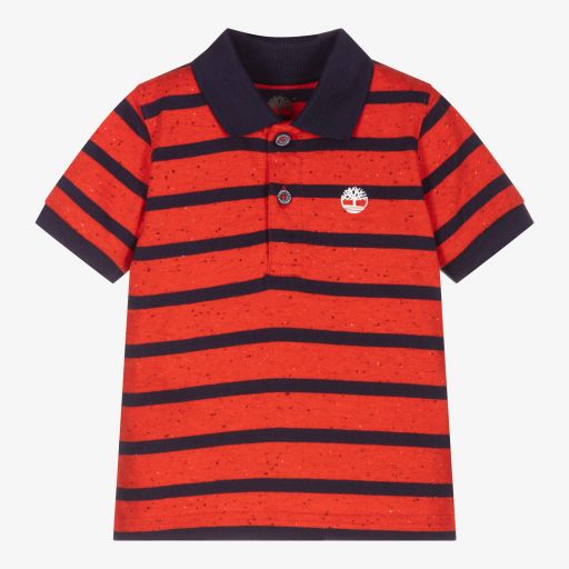Timberland-Boys Orange Striped Polo Shirt | Childrensalon Outlet