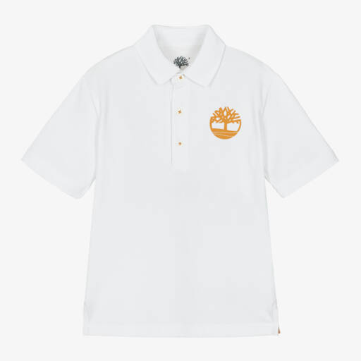 Timberland-Boys Organic Cotton White Polo | Childrensalon Outlet