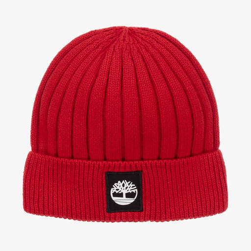 Timberland-Bonnet rouge en maille de coton | Childrensalon Outlet