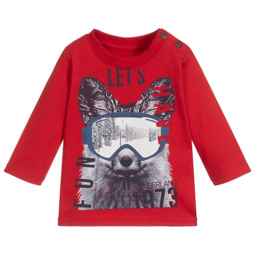 Timberland-Boys Red Organic Cotton Top | Childrensalon Outlet