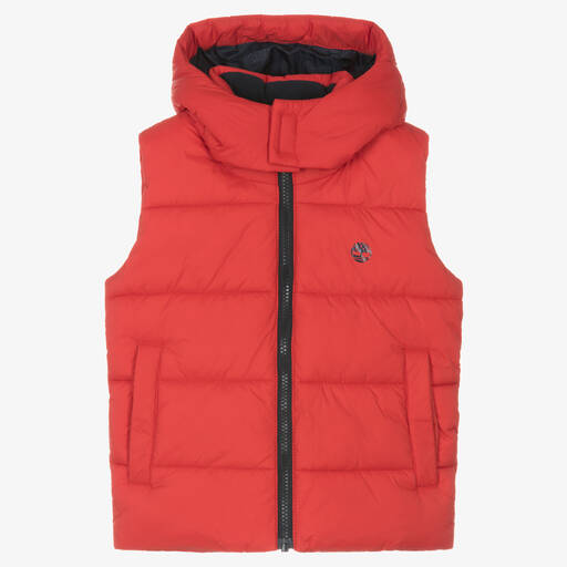 Timberland-Boys Red Water Repellent Puffer Gilet  | Childrensalon Outlet