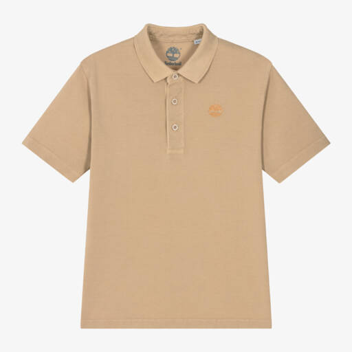 Timberland-Boys Soft Beige Polo Top | Childrensalon Outlet
