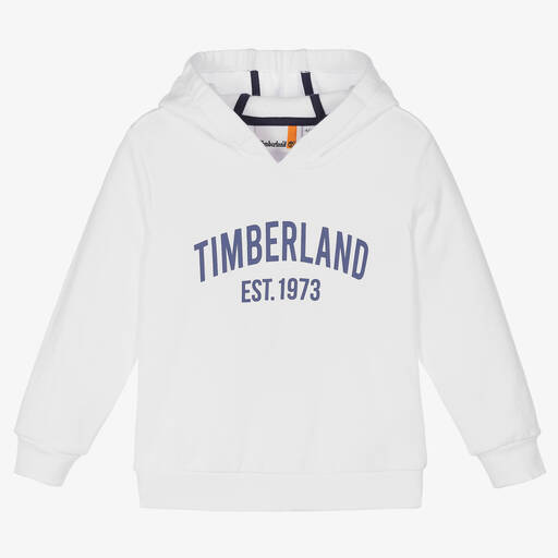 Timberland-Boys White Cotton Jersey Hoodie | Childrensalon Outlet