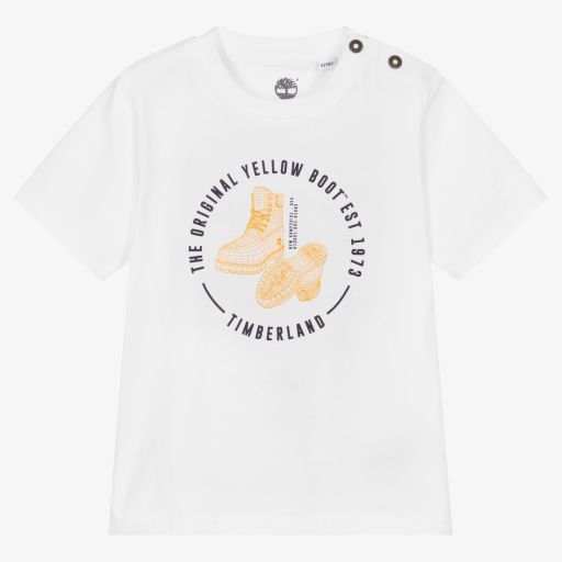 Timberland-Boys White Cotton T-Shirt | Childrensalon Outlet
