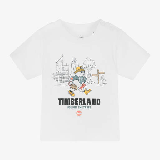 Timberland-Boys White Cotton T-Shirt | Childrensalon Outlet