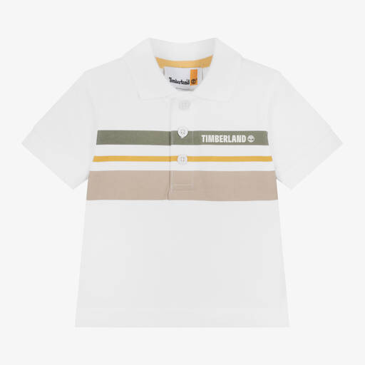 Timberland-Boys White Organic Cotton Polo Shirt | Childrensalon Outlet