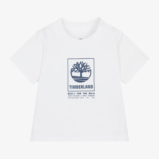 Timberland-Boys White Organic Cotton T-Shirt | Childrensalon Outlet