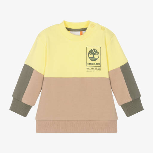 Timberland-Boys Yellow Cotton Colourblock Sweatshirt | Childrensalon Outlet