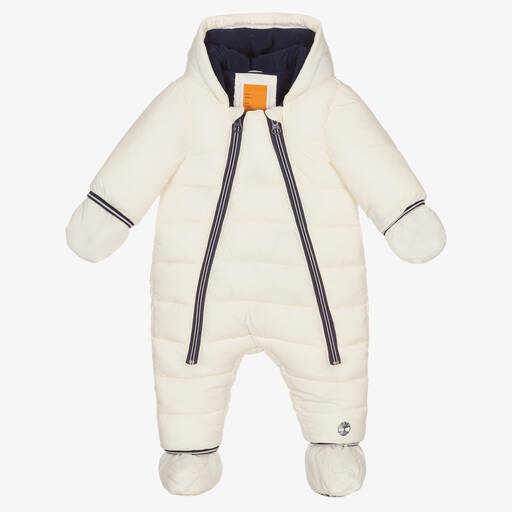 Timberland-Ivory Padded Baby Snowsuit | Childrensalon Outlet