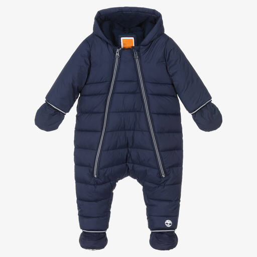 Timberland-Navy Blue Padded Baby Snowsuit | Childrensalon Outlet