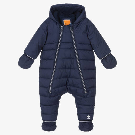 Timberland-Navy Blue Padded Baby Snowsuit | Childrensalon Outlet