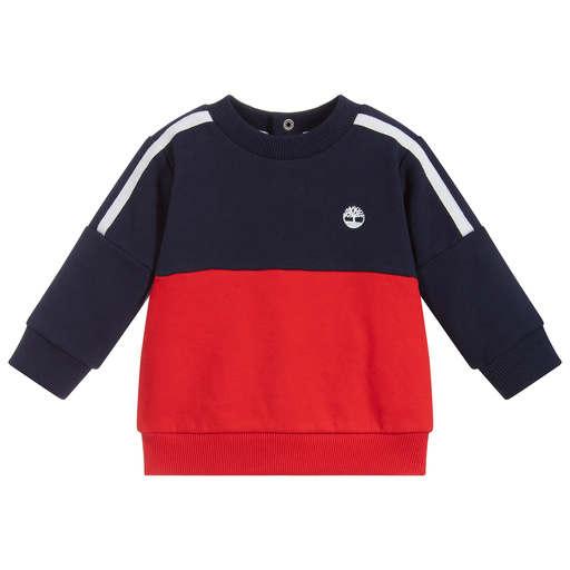 Timberland-Sweat-shirt rouge et bleu à logo | Childrensalon Outlet