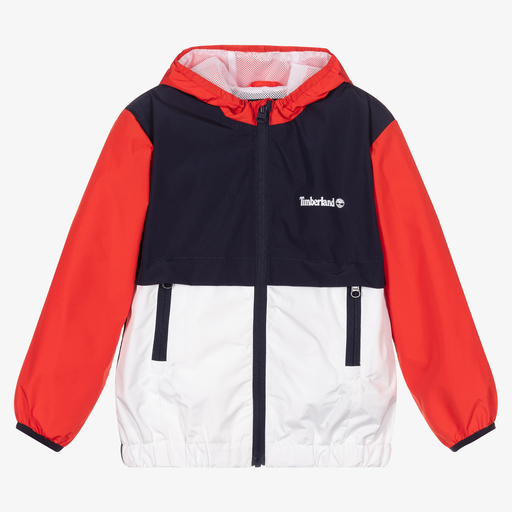 Timberland-Red & Blue Windbreaker Jacket | Childrensalon Outlet