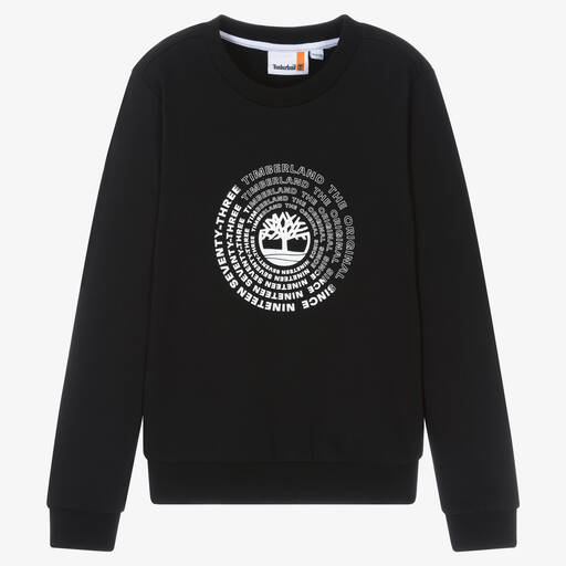 Timberland-Teen Boys Black Organic Cotton Sweatshirt | Childrensalon Outlet