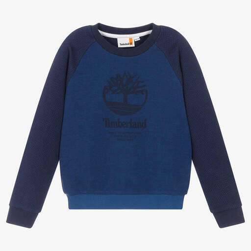 Timberland-سويتشيرت تينز ولادي قطن لون أزرق داكن | Childrensalon Outlet