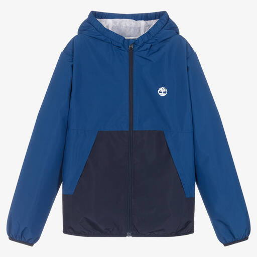 Timberland-Teen Boys Blue Hooded Windbreaker Jacket | Childrensalon Outlet