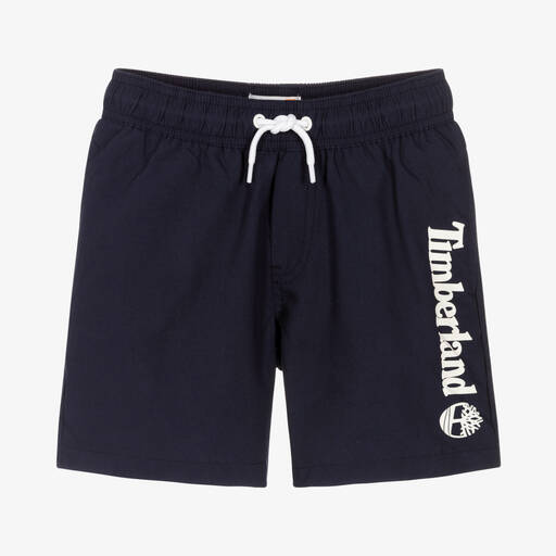 Timberland-Teen Boys Blue Logo Swim Shorts | Childrensalon Outlet