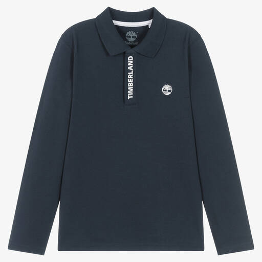 Timberland-Teen Boys Blue Organic Cotton Polo Shirt | Childrensalon Outlet