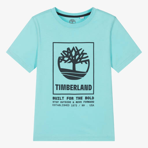 Timberland-تيشيرت قطن عضوي لون أزرق فاقع للمراهقين | Childrensalon Outlet