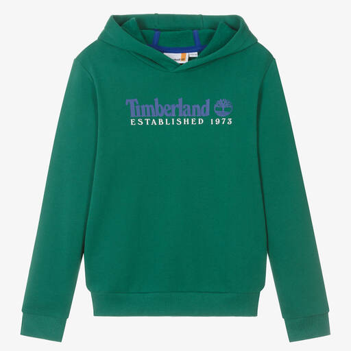 Timberland-Teen Boys Green Cotton Hoodie | Childrensalon Outlet
