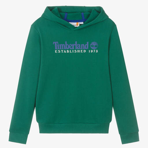 Timberland-Grüner Teen Baumwoll-Kapuzenpulli | Childrensalon Outlet