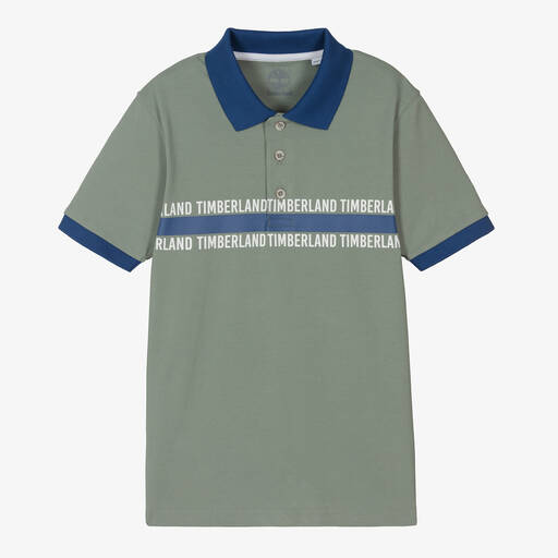 Timberland-Зеленая рубашка поло из хлопкового пике | Childrensalon Outlet
