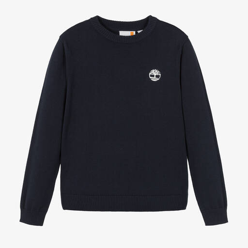 Timberland-Teen Boys Navy Blue Cotton Knitted Sweater | Childrensalon Outlet