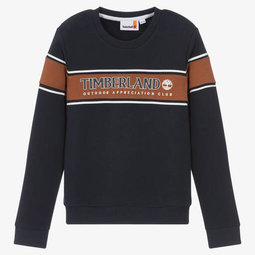 Timberland-Sweat bleu marine en coton ado | Childrensalon Outlet