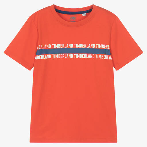 Timberland-Оранжевая футболка для мальчиков | Childrensalon Outlet