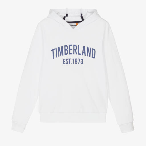 Timberland-توب هودي تينز ولادي قطن لون أبيض | Childrensalon Outlet