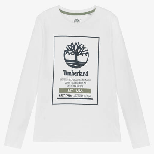 Timberland-Haut blanc en coton ado garçon | Childrensalon Outlet