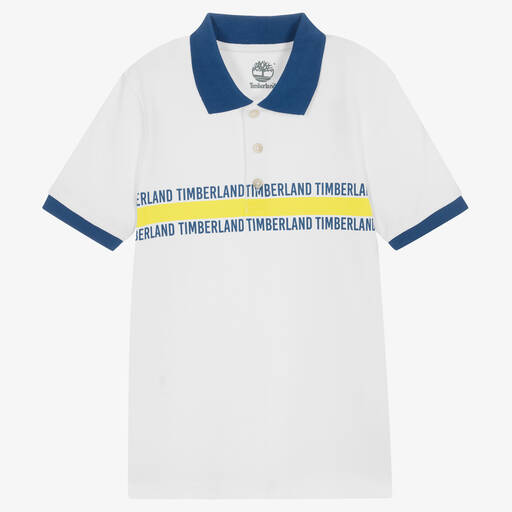 Timberland-Weißes Teen Baumwollpiqué-Poloshirt | Childrensalon Outlet