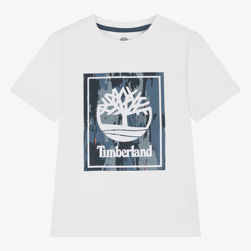 Timberland-تيشيرت قطن عضوي لون أبيض للمراهقين | Childrensalon Outlet