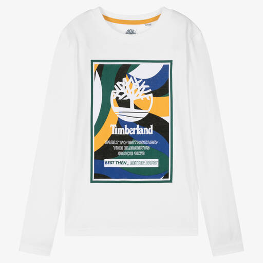 Timberland-Teen Boys White Organic Cotton Top | Childrensalon Outlet