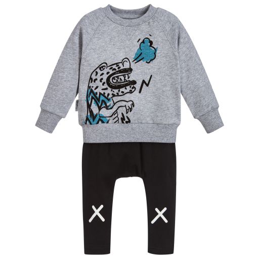 Tiny Tribe-Grey Cotton Baby Outfit | Childrensalon Outlet