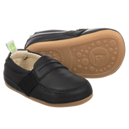 Tip Toey Joey-Baby Black Leather Loafers | Childrensalon Outlet