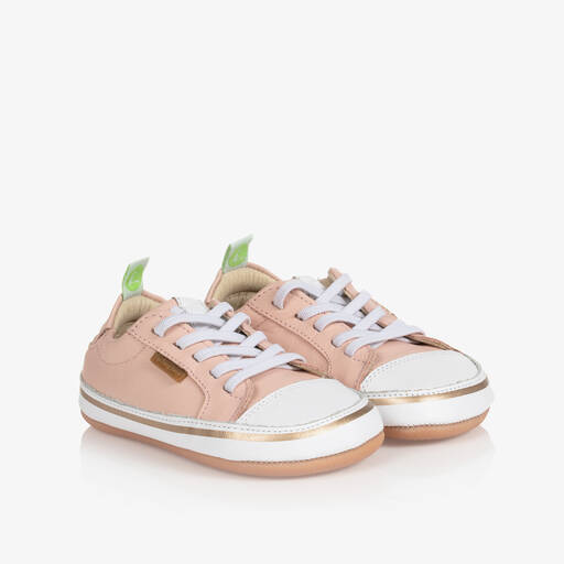 Tip Toey Joey-Baby Girls Pink Leather Trainers | Childrensalon Outlet
