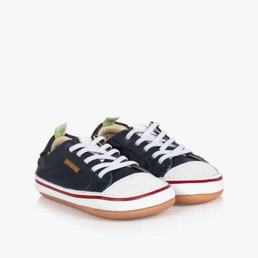 Tip Toey Joey-Blue Leather Baby Trainers | Childrensalon Outlet