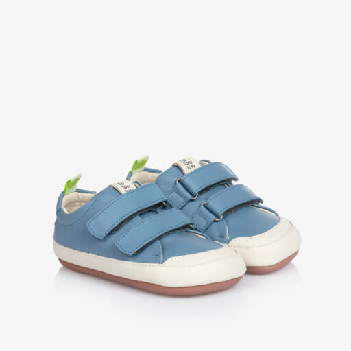 Tip Toey Joey-Boys Blue Leather Velcro Sneakers | Childrensalon Outlet