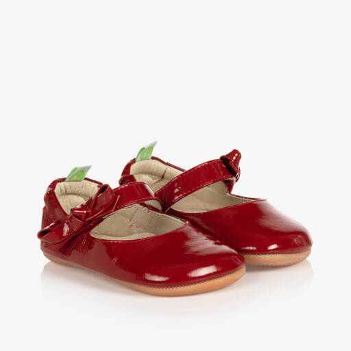 Tip Toey Joey-Girls Red Leather Bow Shoes | Childrensalon Outlet