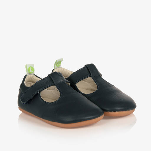 Tip Toey Joey-Navy Blue Leather Baby Shoes  | Childrensalon Outlet