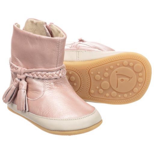 Tip Toey Joey- Pink Leather Baby Boots | Childrensalon Outlet
