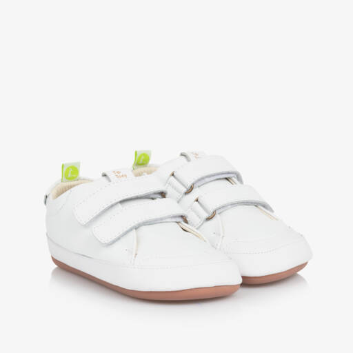 Tip Toey Joey-White Leather Baby Velcro Walkers | Childrensalon Outlet