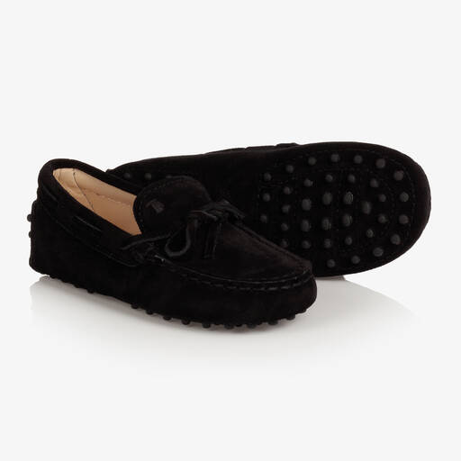 Tod's-Black Suede Moccasin Baby Shoes | Childrensalon Outlet