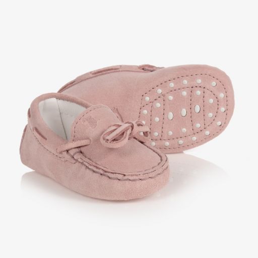 Tod's-حذاء شامواه لون زهري لمرحلة قبل المشي للمولودات | Childrensalon Outlet