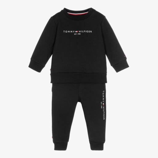 Tommy Hilfiger-بدلة رياضية قطن عضوي جيرسي لون أسود للأطفال | Childrensalon Outlet