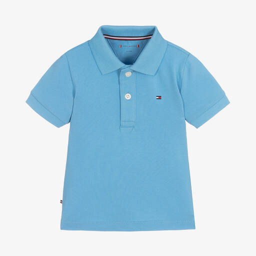 Tommy Hilfiger-Baby Boys Blue Cotton Logo Polo Shirt | Childrensalon Outlet