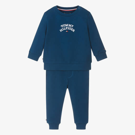 Tommy Hilfiger-Blauer Baby-Baumwoll-Trainingsanzug | Childrensalon Outlet