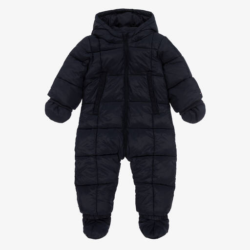 Tommy Hilfiger-Baby Boys Navy Blue Hooded Snowsuit | Childrensalon Outlet