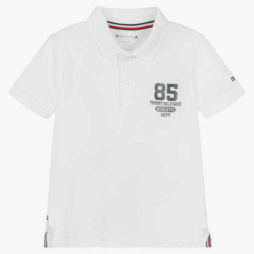 Tommy Hilfiger-Baby Boys White Cotton Polo Shirt | Childrensalon Outlet